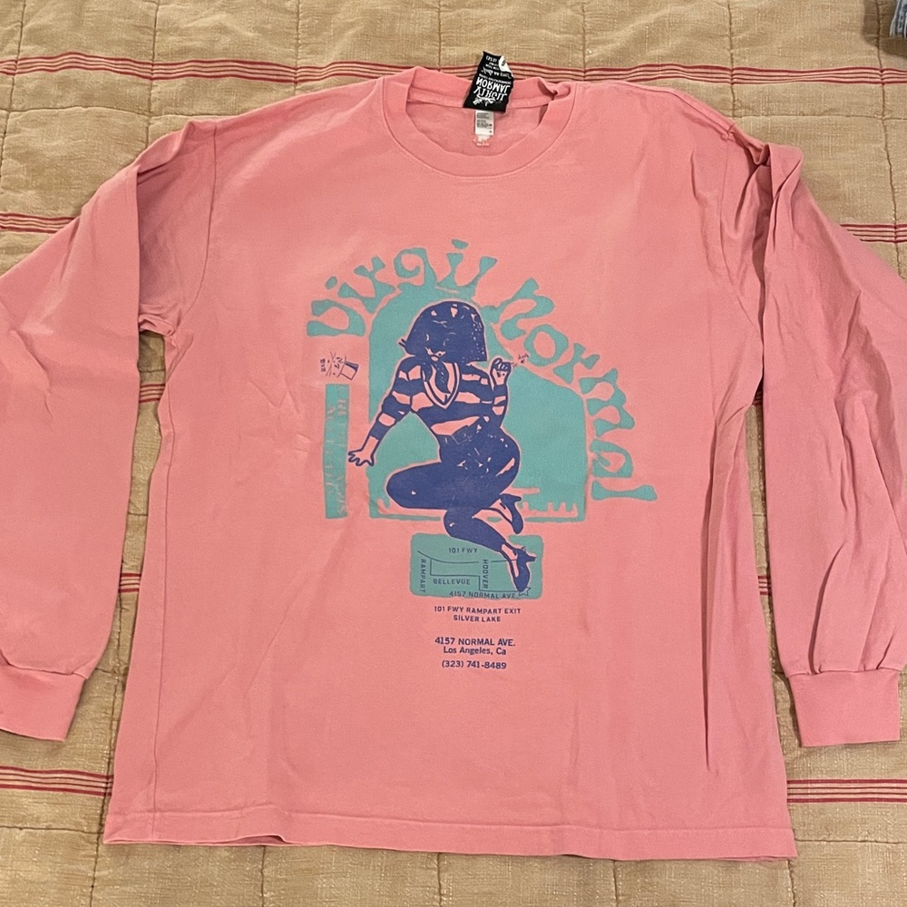 Virgil Norma Pink Long Sleeve Graphic Tee, size medium